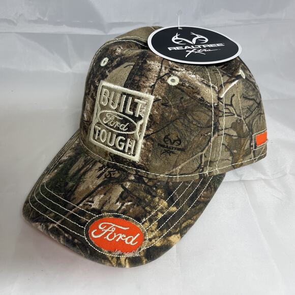 Built Ford Tough Camo Hat Baseball Realtree Camouflage Orange Adjustable - New - Picture 1 of 8